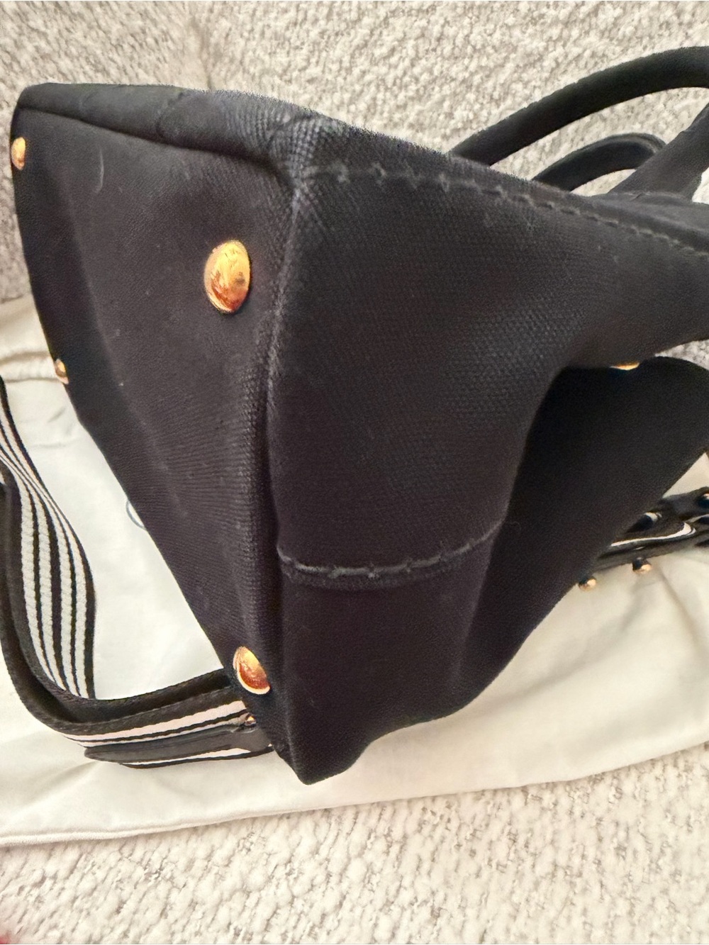 Prada Black Canvas Tote with Gold Logo - Picture 8 of 15